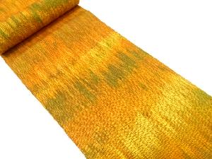 アンティーク　手織り真綿紬　絣柄織り出し　名古屋帯地反物